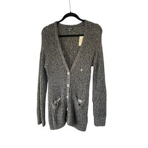 American Eagle Women’s Gray Cable Knit Cardigan w/ Buttons & Pockets Sz L
